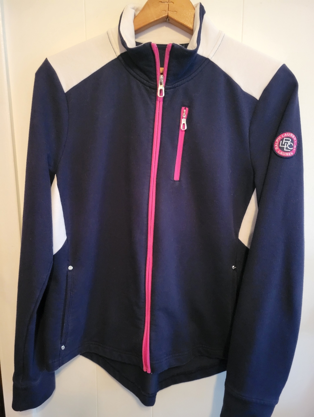 Vintage Lauren Ralph Lauren Women Sz Small Navy/Pink Colorblock Full Zip Track